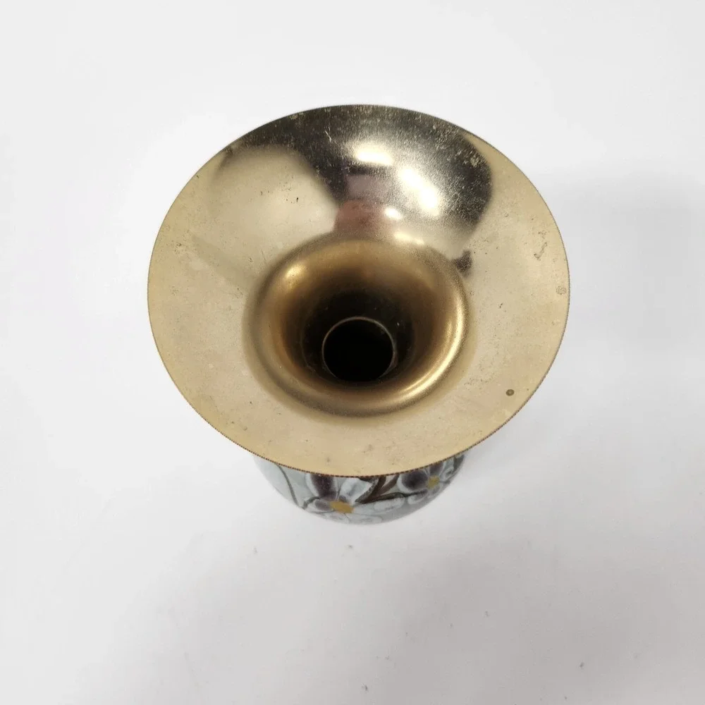 Vintage Dore A Lor Fin France Ceramic Floral Vase Gilded Fine Gold Mid Century